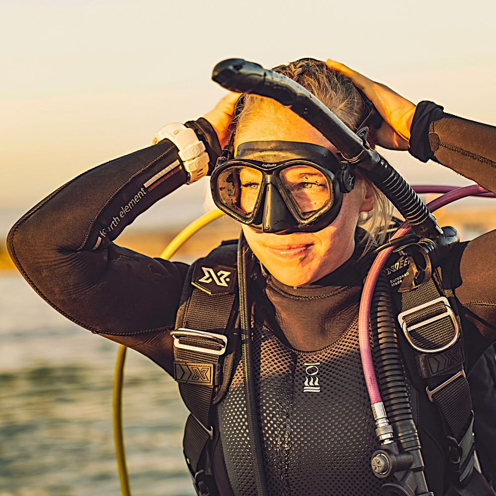 New diver preparing for open water training