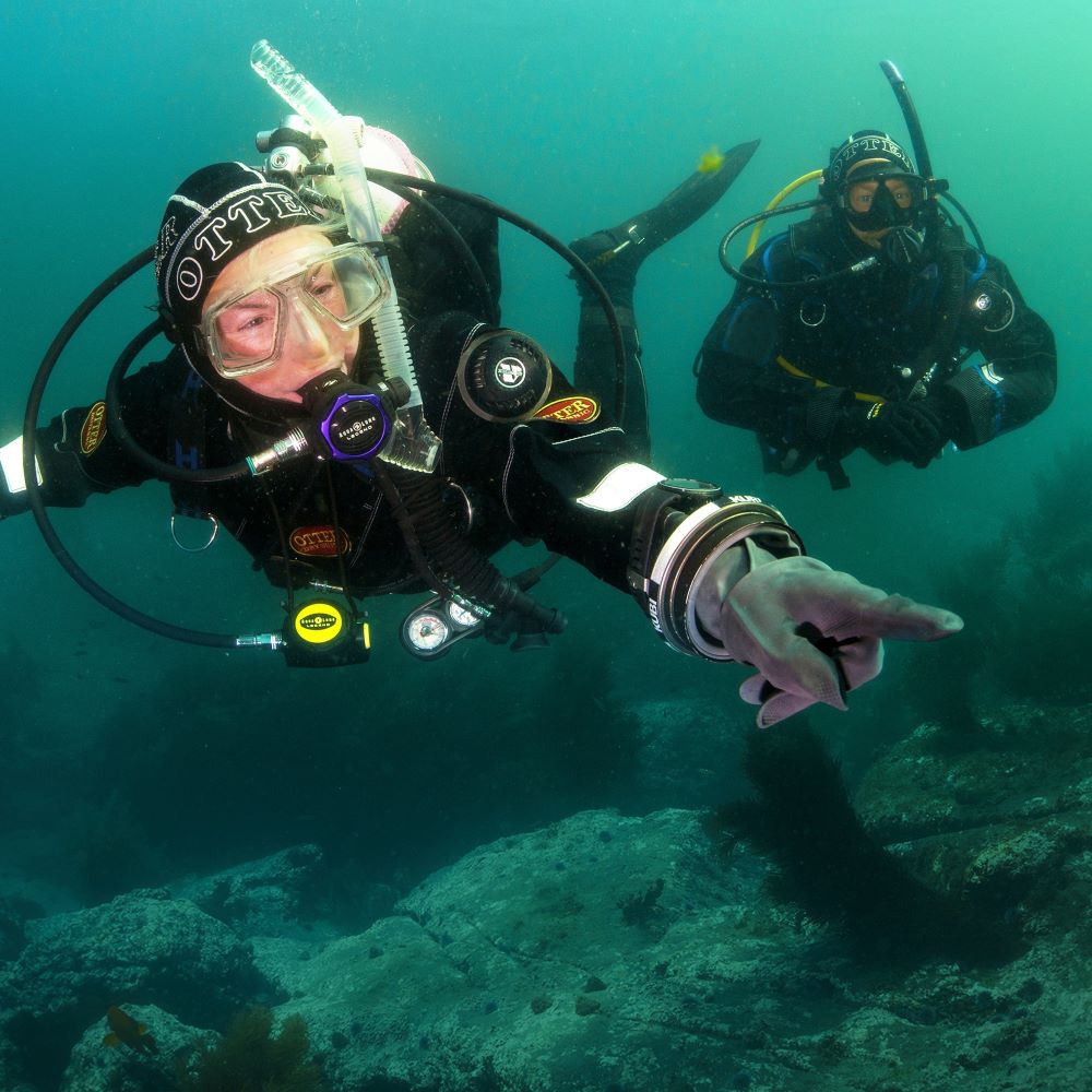Diver practicing skills in a Michigan training environment